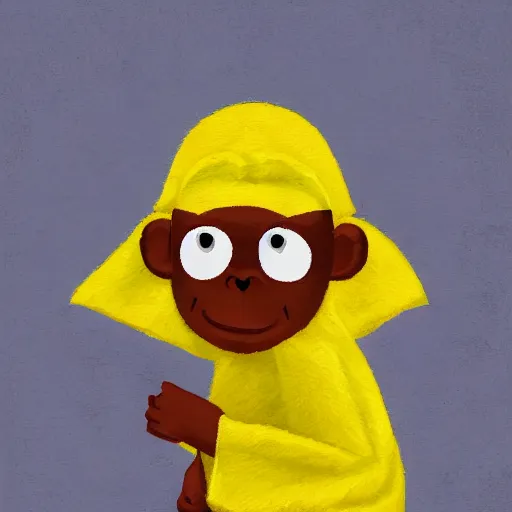 Prompt: a monkey wearing a yellow kimono, 8 k