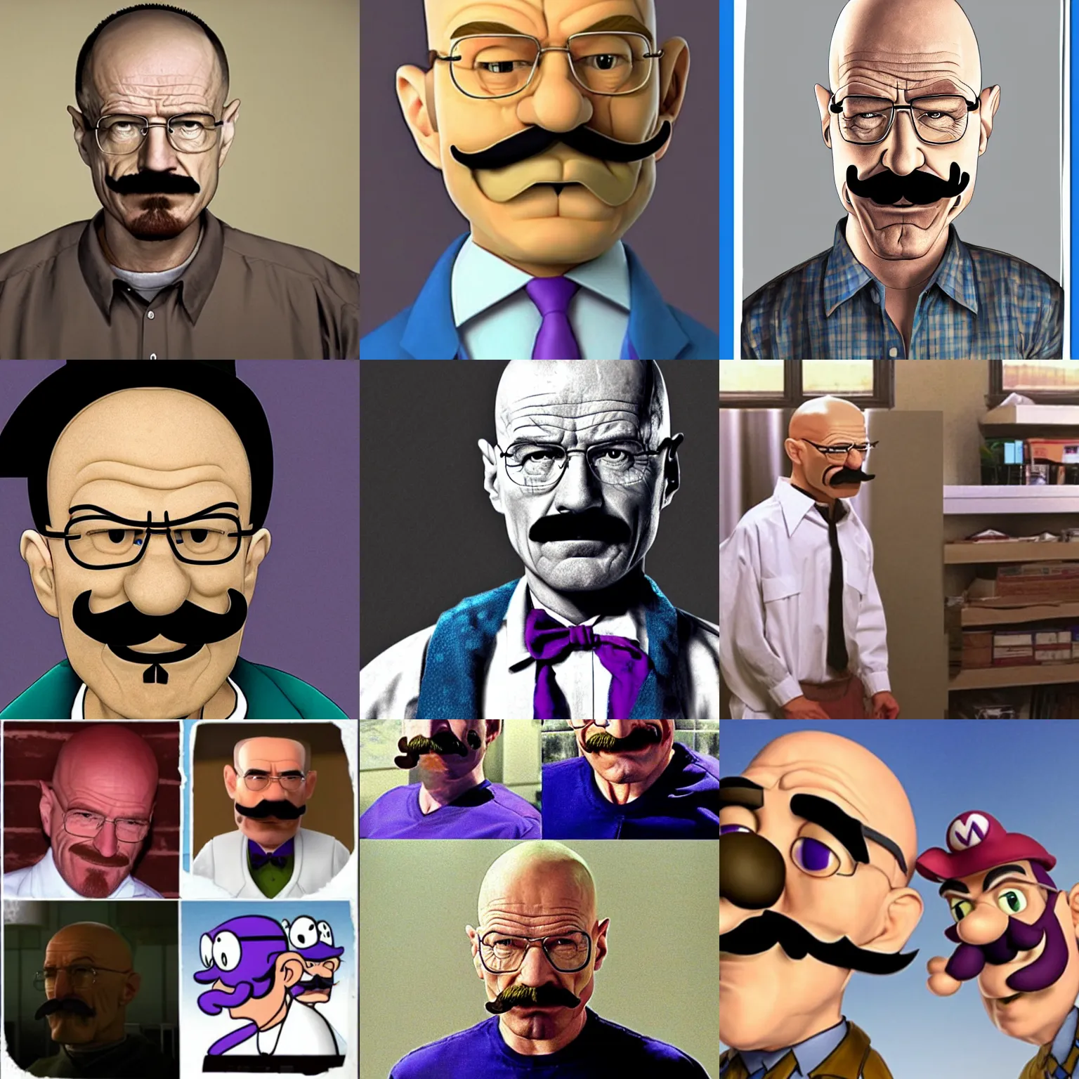 Prompt: Walter White as Waluigi