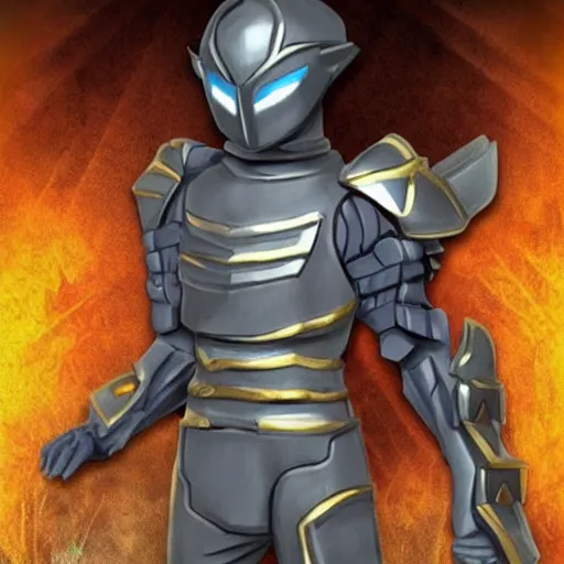 Image similar to High Fantasy Kamen Rider with a Mini Figure Gimmick, glowing eyes, moody colors, rock quarry daytime, grey rubber undersuit, segmented armor, Guyver Dark Hero