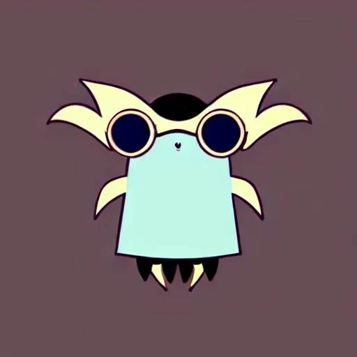 Prompt: cute and simple illustration of an adorable bat wearing glasses, friendly