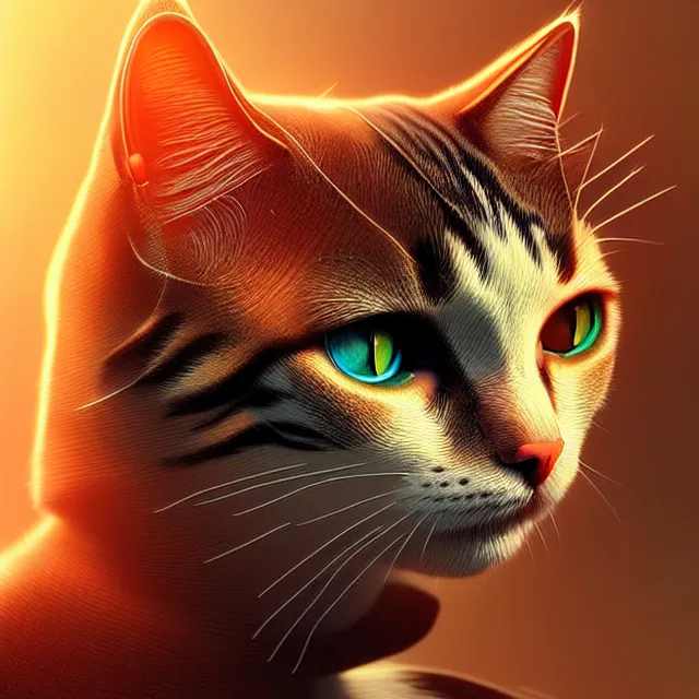 Image similar to epic professional digital art of cat, best on artstation, cgsociety, wlop, Behance, pixiv, cosmic, epic, stunning, gorgeous, much detail, much wow, masterpiece