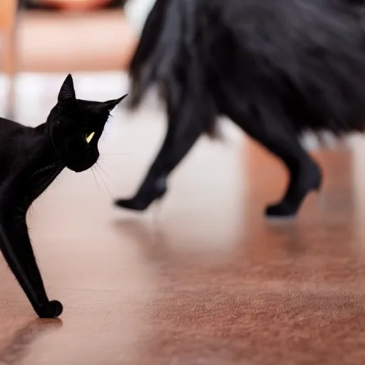 Image similar to a detailed photo of a black cat dancing in high heels