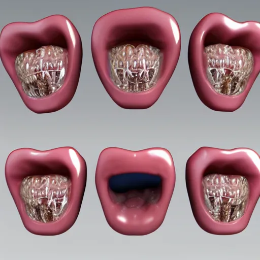 Image similar to poorly rendered 3 d set of teeth