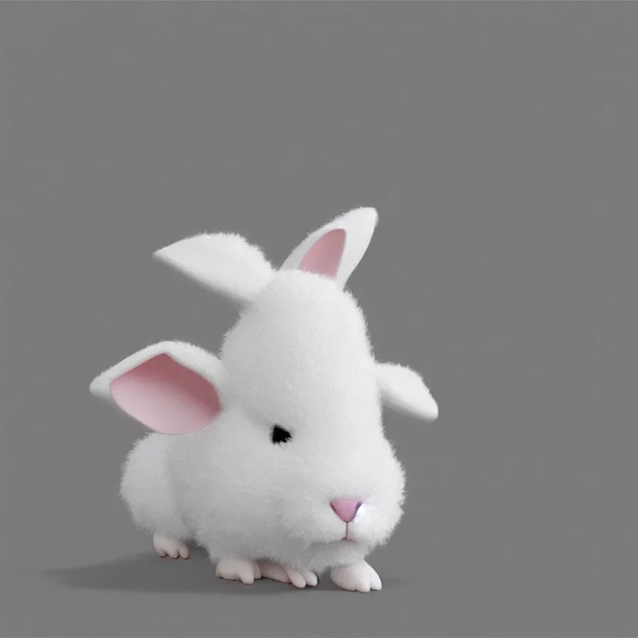 Image similar to a lovely white fluffy bunny, with big ears on a plain background, art by Goro Fujita, sharp focus, highly detailed, ArtStation