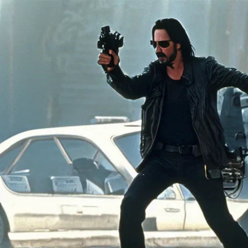 Prompt: Keanu Reeves in The Terminator movie