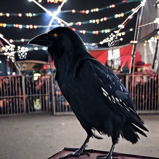 Image similar to The Crow enjoying a night at the carnival