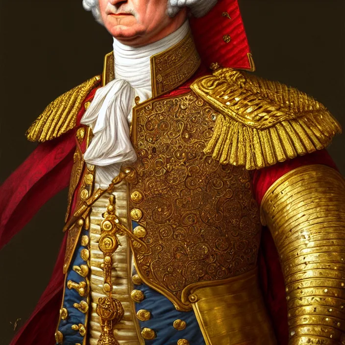 Image similar to Ottoman Emperor George Washington, diffuse lighting, fantasy, intricate, elegant, highly detailed, lifelike, photorealistic, digital painting, Ottoman armor, artstation, illustration, concept art, smooth, sharp focus, art by John Collier and Albert Aublet and Krenz Cushart and Artem Demura and Alphonse Mucha