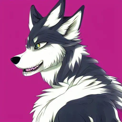 Prompt: key anime visual portrait of a handsome male anthro wolf furry fursona with beautiful eyes, wearing a cool outfit in downtown, official modern animation