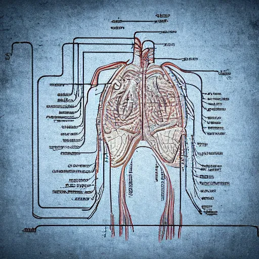 Image similar to logo, liver anatomy, blue print, texture of electronic circuit, da vinci