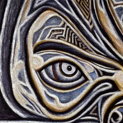Prompt: eyes , maori art