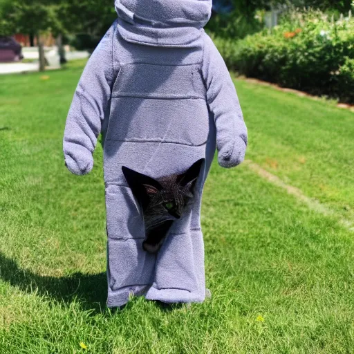 Image similar to old man in a cat costume