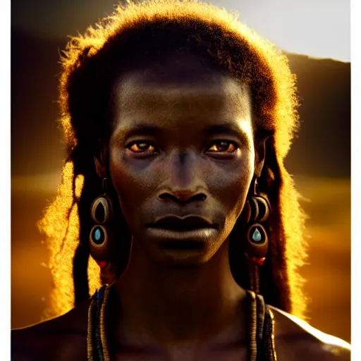 Prompt: photographic portrait of a stunningly beautiful renaissance dogon tribe female in soft dreamy light at sunset, contemporary fashion shoot, by edward robert hughes, annie leibovitz and steve mccurry, david lazar, jimmy nelsson, breathtaking, 8 k resolution, extremely detailed, beautiful, establishing shot, artistic, hyperrealistic, beautiful face, octane render