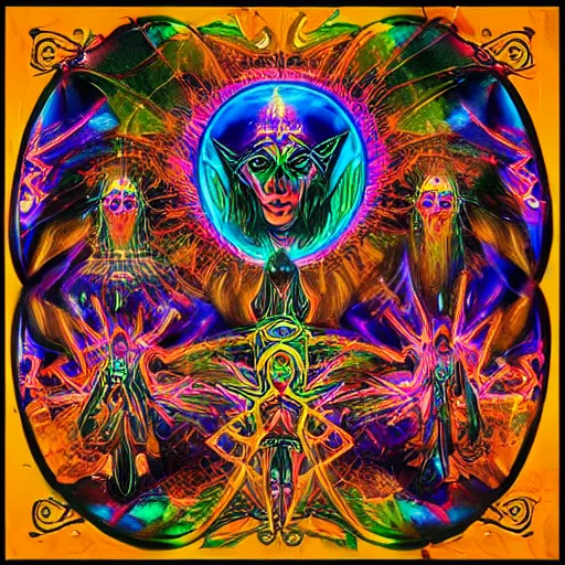 Image similar to DMT ego death machine elves psychedelic