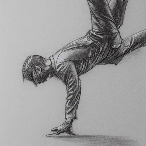 Image similar to a man cartwheeling into traffic, pencil sketch, detailed, 4k