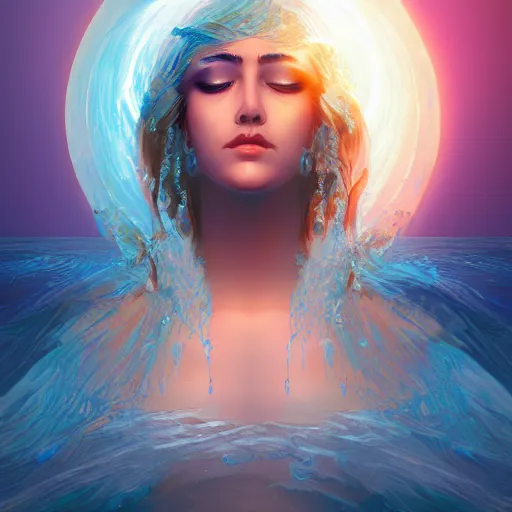 Prompt: goddess of water, digital art, artstation