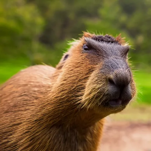 Image similar to cute capybara eating a nvidia gpu with cooling fans, chewing on a graphic card, wildlife photography, bokeh, sharp focus, 3 5 mm, taken by sony a 7 r, 4 k, award winning