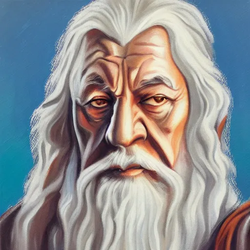 Image similar to gandalf as art deco, painting