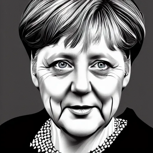 Image similar to concept art of angela merkel, vector art, by grzegorz domaradzki, brush hard, highly detailed, artstation, high quality