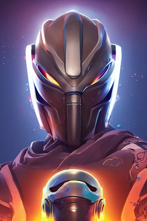 Image similar to epic mask helmet robot ninja portrait stylized as fornite style game design fanart by concept artist gervasio canda, behance hd by jesper ejsing, by rhads, makoto shinkai and lois van baarle, ilya kuvshinov, rossdraws global illumination radiating a glowing aura global illumination ray tracing hdr render in unreal engine 5