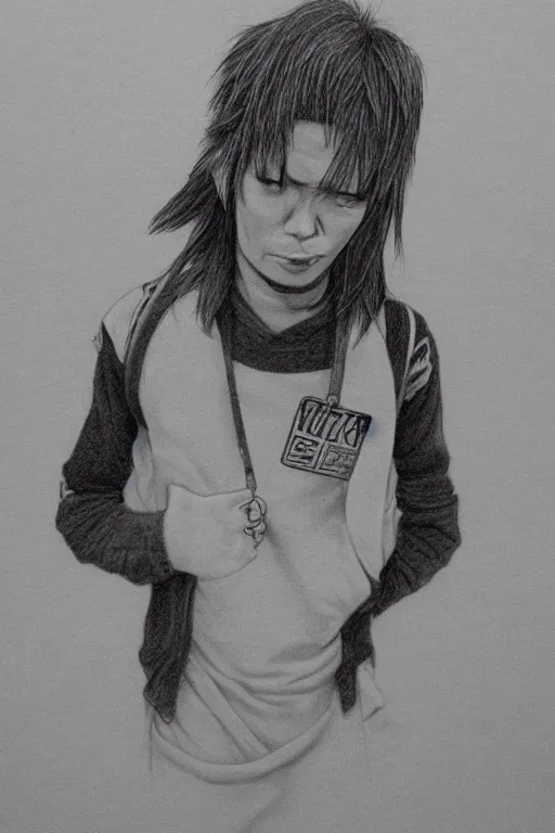 Image similar to amazing lifelike award winning pencil illustration of sad people, shibuya, punk skater