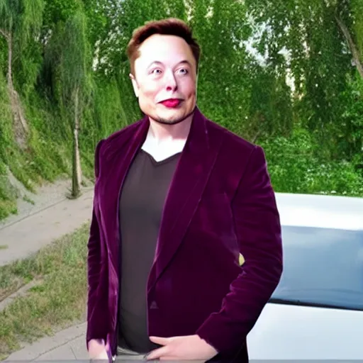 Image similar to Elon Musk, he has a beetroot head, super realistic photo