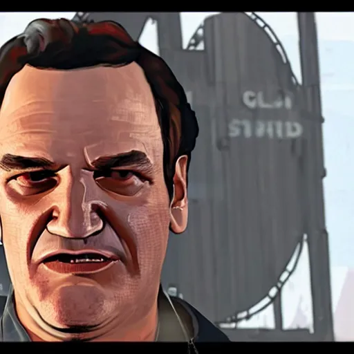 Image similar to quentin tarantino as a gangster in GTA 5 4k