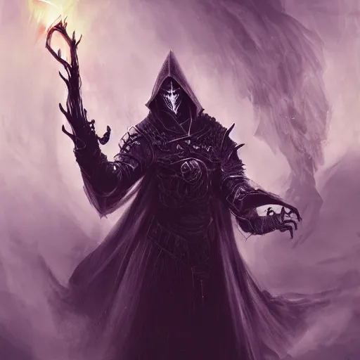 Image similar to A warlock casting an evil spell, dark fantasy, destruction, elden ring, dark souls, realistic, digital art, trending on artstation