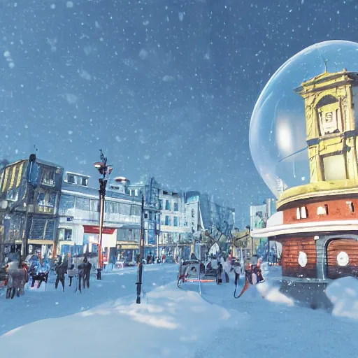 Image similar to snow globe of buenos aaires city, artstation, photorealism