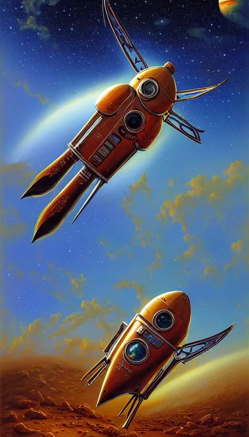 Image similar to Mars rocketship, by Thomas Kincade