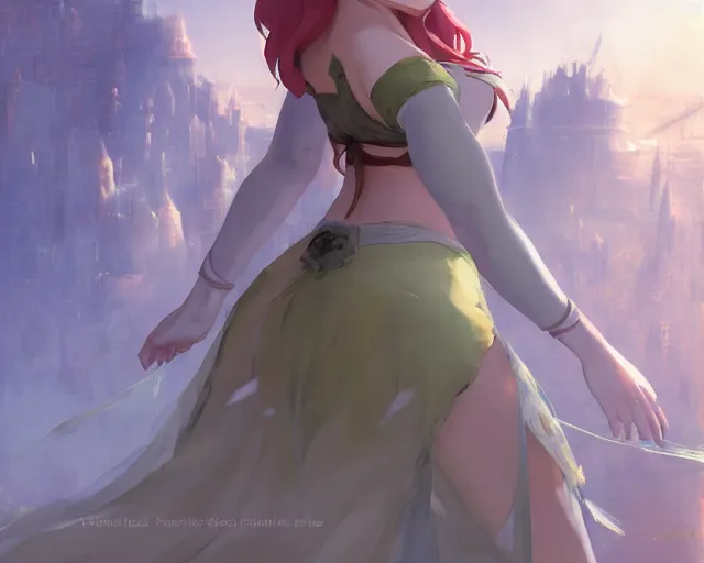 Prompt: full body portrait character concept art, oil painting anime key visual of human princess fiona, studio lighting delicate features finely detailed perfect face directed gaze, at an ancient city, gapmoe yandere grimdark, trending on pixiv fanbox, painted by greg rutkowski makoto shinkai takashi takeuchi studio ghibli