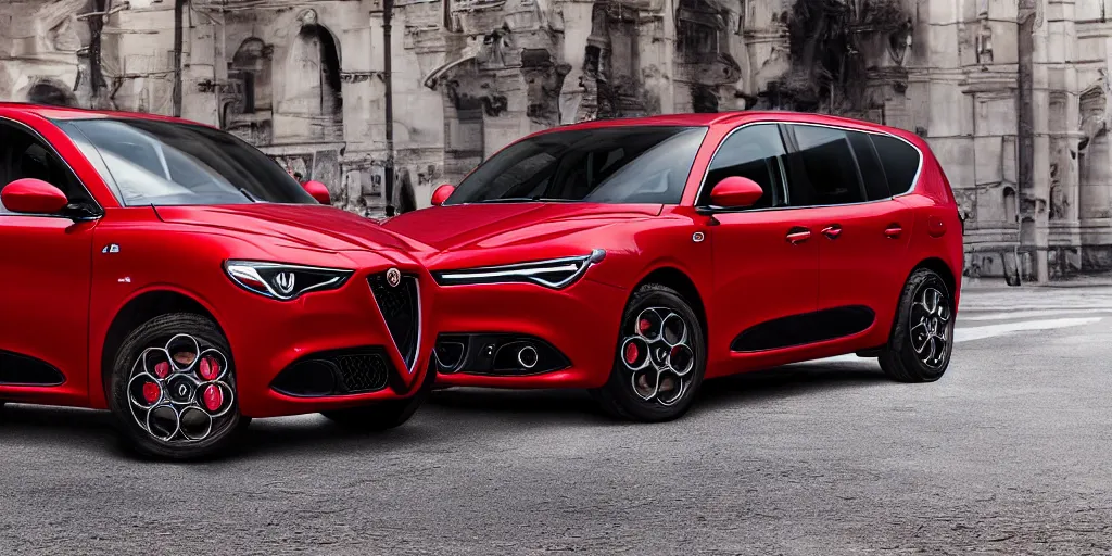 Image similar to 2022 Alfa Romeo Minivan, red