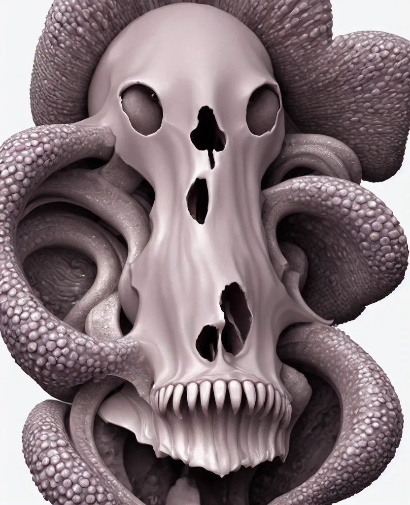 Image similar to goddess princess face close-up portrait ram skull. hard surface modelling zbrush and octane render. jellyfish phoenix head, nautilus, orchid, skull, betta fish, bioluminiscent creatures, intricate artwork by Tooth Wu and wlop and beeple. octane render, trending on artstation, greg rutkowski very coherent symmetrical artwork. cinematic, hyper realism, high detail, octane render, 8k