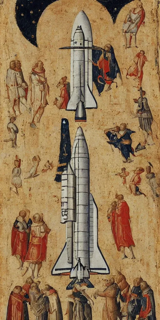 Image similar to the space shuttle launch in medieval art