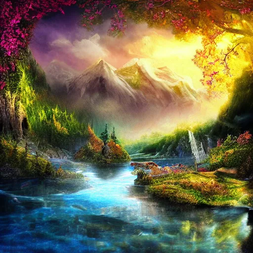 Prompt: the most beautiful place in the word. Digital art. Masterpiece.