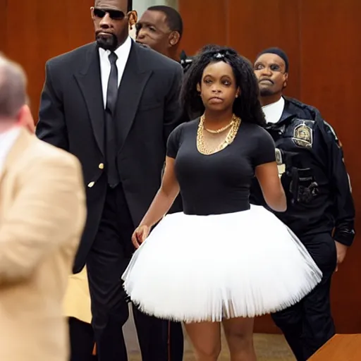 Prompt: r kelly wearing a tutu in court