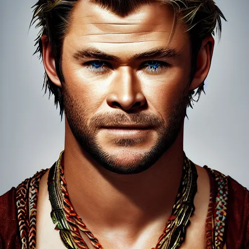 Prompt: Chris Hemsworth in Ethnic Attire, fashion photography, photorealistic, trending on artstation, 4k, 8k