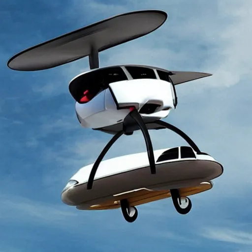 Prompt: personal flying car, suburbia, 2 1 0 0