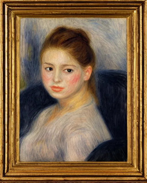 Prompt: portrait of young female, in the style of Pierre-Auguste Renoir