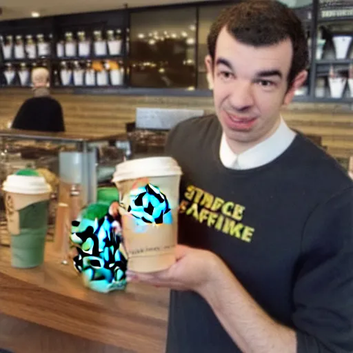 Prompt: Nathan fielder working at Starbucks