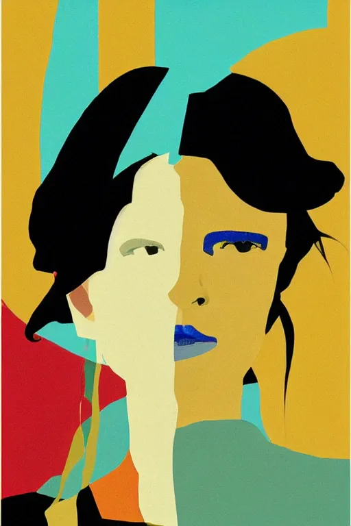 Prompt: A abstract portrait painting in the style of Tatsuro Kiuchi, beautiful woman, flat colour-block style, soft organic abstraction