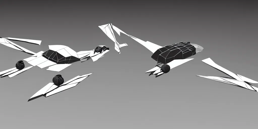 Prompt: side view of multiple low-poly sci-fi 3D hover racer designs