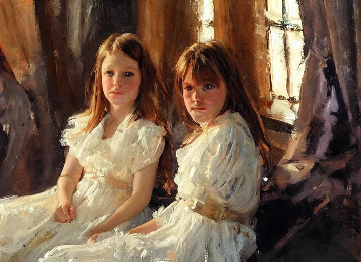 Prompt: a highly detailed beautiful portrait of mara's daughters, by gregory manchess, james gurney, james jean
