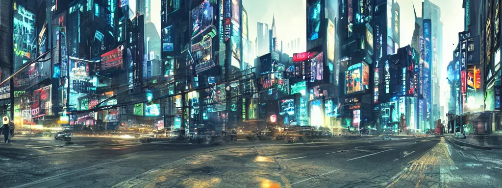 Prompt: Cyberpunk brooklyn street, photorealistic, large format photography, depth of field