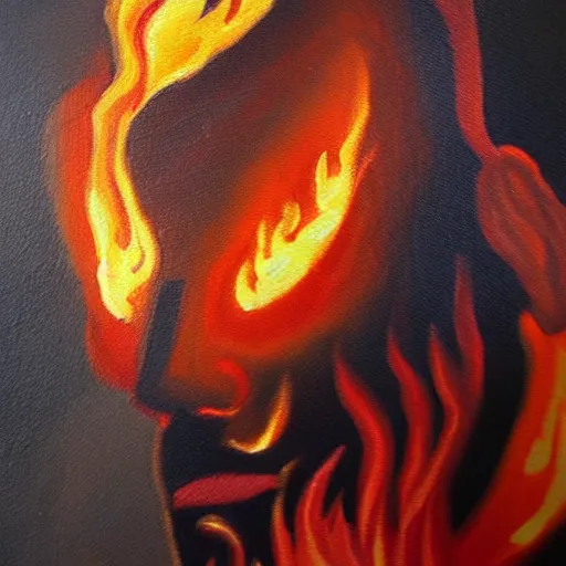 Image similar to a painting of a fire - man