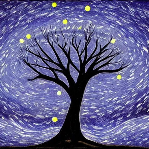 Image similar to “a magic tree in the style of starry night”