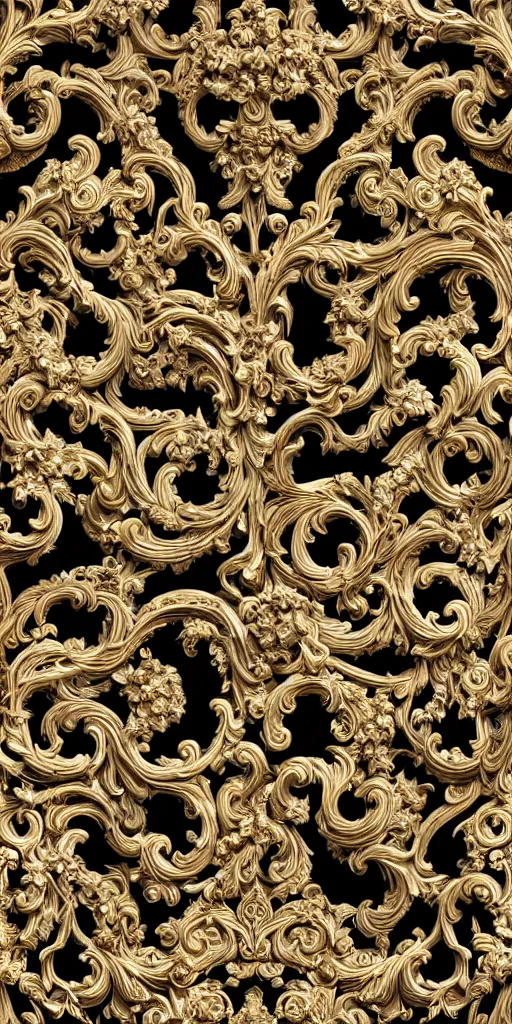 Image similar to the source of future growth dramatic, elaborate emotive Baroque and Rococo styles to emphasise beauty as a transcendental, seamless pattern, symmetrical, 8k image, supersharp, Golden black and white, 3D, no blur, sharp focus, insanely detailed and intricate, Octane render, 8K