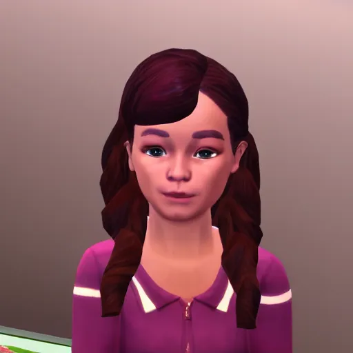 Prompt: younger julianna rose mauriello as a sims from the sims 4