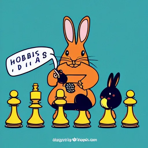 Image similar to a rabbit playing chess, cartoon style, realistic,