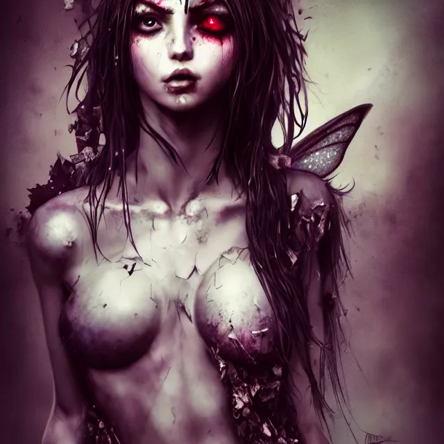 Image similar to full body pose, beautiful adult anarchy fairy, dirty, grungy, grunge, highly detailed, 4 k, hdr, smooth, sharp focus, high resolution, award - winning photo, artgerm, photorealistic