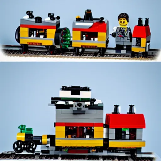 Image similar to lego train steam engine realstic